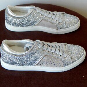 Alessandro Dell’ Acqua Leather Lace-up Glitter Rhinestone Sneaker Shoe US 9B NIB